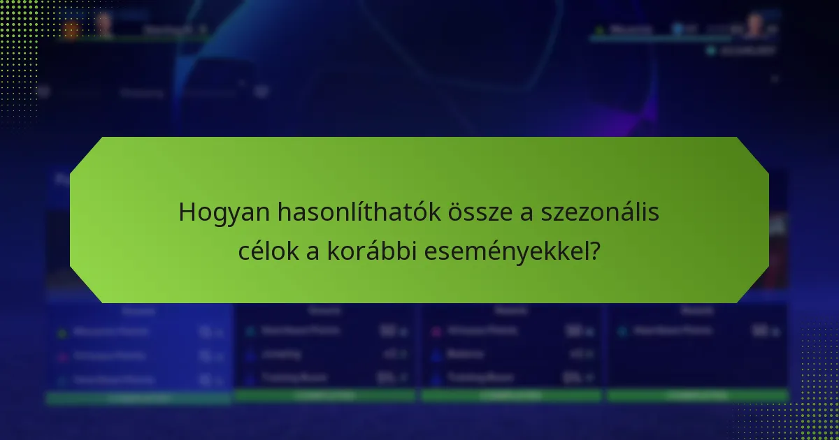 Hogyan hasonlíthatók össze a szezonális célok a korábbi eseményekkel?